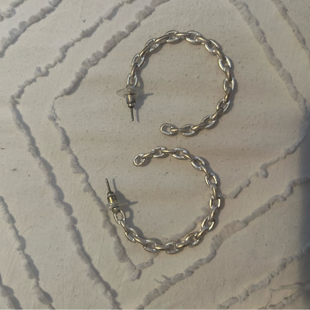 Silver Braided Hoop Earrings with Twisted Design